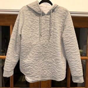 EUC Adrienne Vittadini‎ Size Large Women’s Light Gray Textured Knit Top Hoodie